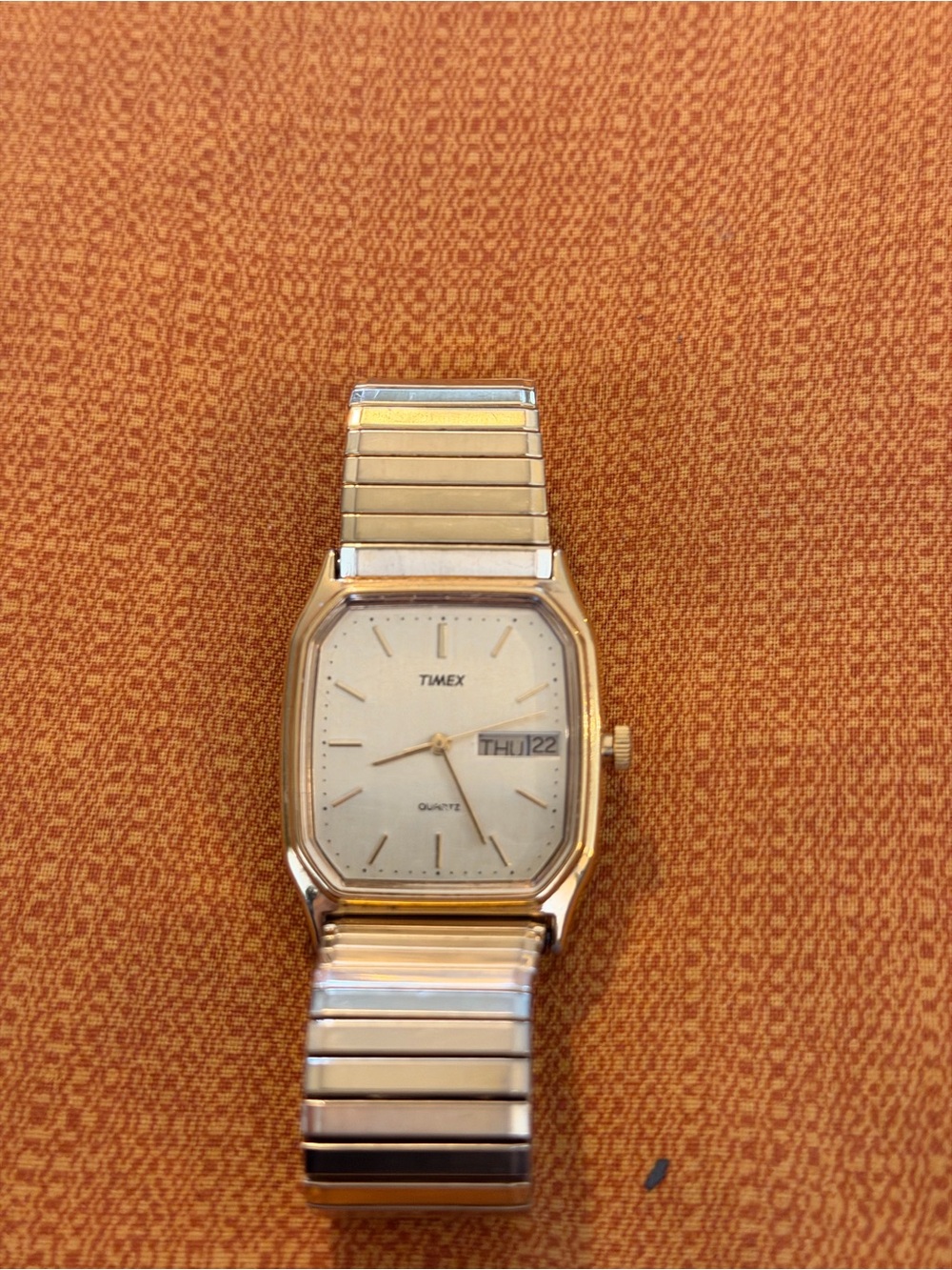 Timex Gold and Silver Tone Men's Quartz Watch with Day-Date